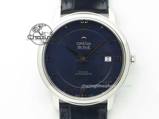 0514 Fashionable De Ville Prestige Real Power Reserve SS TW 1:1 Best Edition White Dial Blue Markers On Leather Strap A 8094
